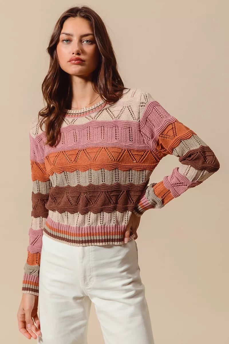 Uma Women's Striped Sweater - flat lay
