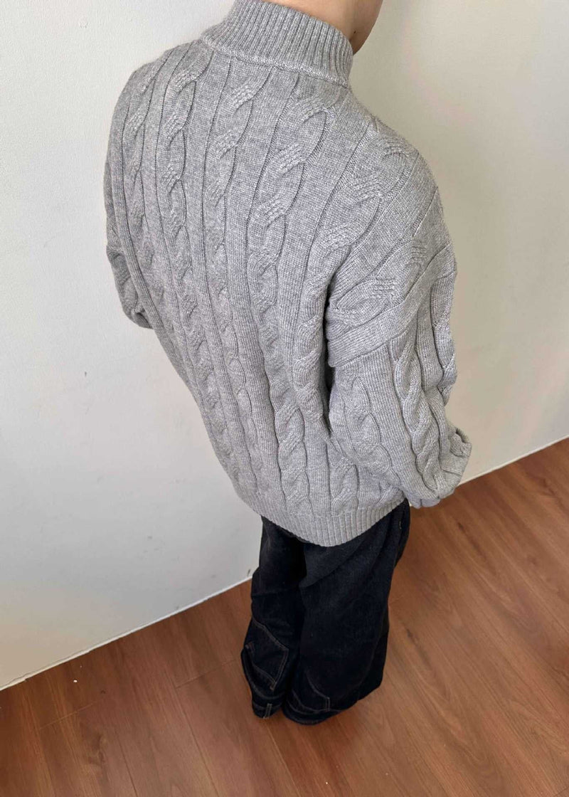 Jasper Men's Cable Knit Sweater - fabric and finish detail