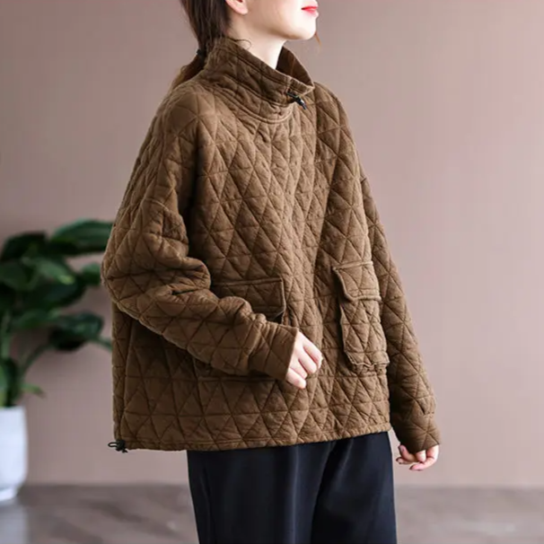 Perla Women's Quilted Sweater - close-up detail