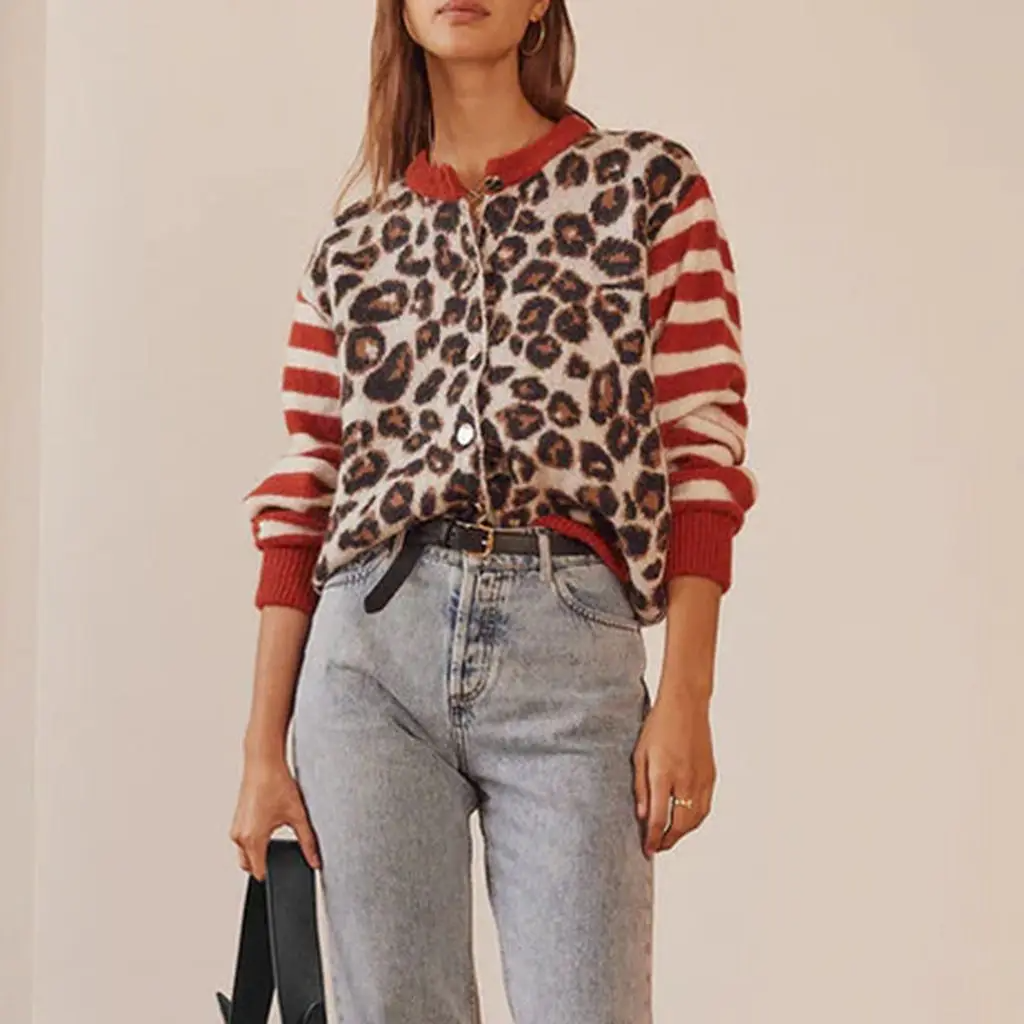 Eloise Women's Leopard Cardigan - fabric and finish detail