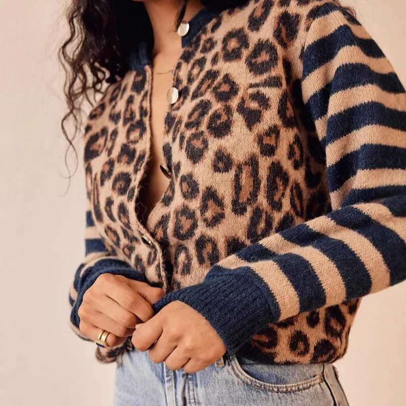 Eloise Women's Leopard Cardigan - full-length view