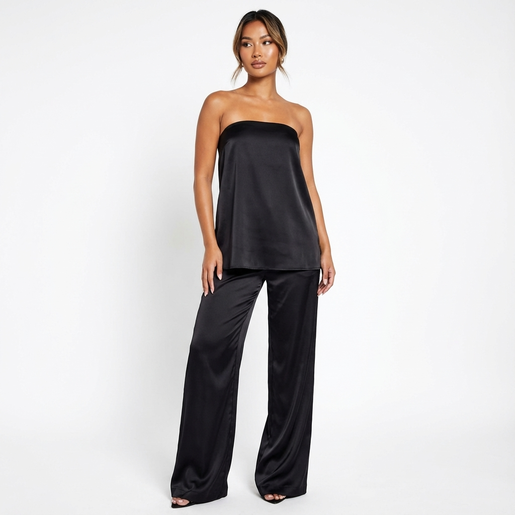 Thistle Eliza Women’s Bandeau Set | Strapless Top, Straight-Leg Pants