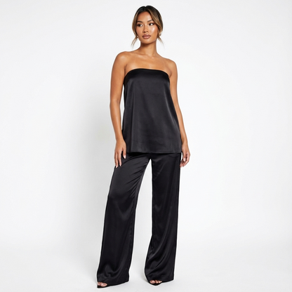 Thistle Eliza Women’s Bandeau Set | Strapless Top, Straight-Leg Pants