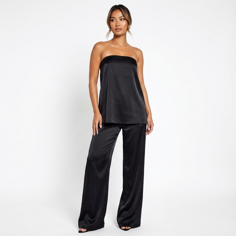 Thistle Eliza Women’s Bandeau Set | Strapless Top, Straight-Leg Pants