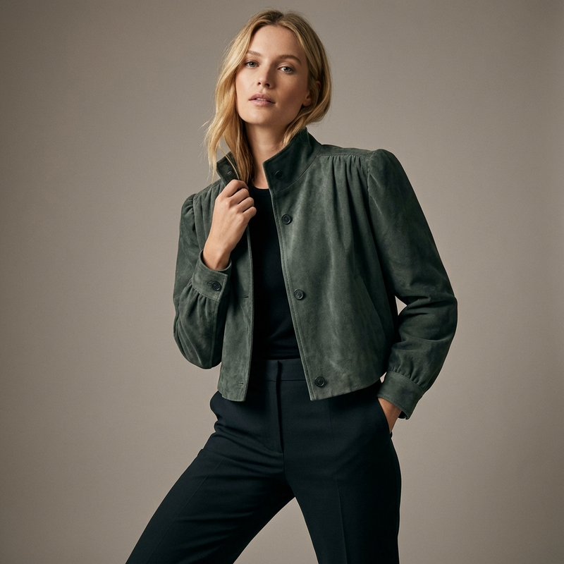 Aspen Isla Women’s Cropped Jacket | Button-Front Design, Structured Shoulders