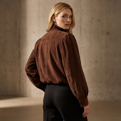 Aspen Isla Women’s Cropped Jacket | Button-Front Design, Structured Shoulders