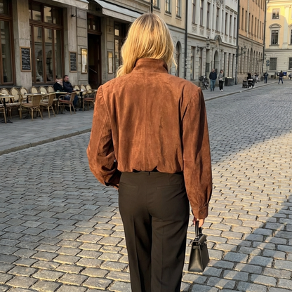 Aspen Isla Women’s Cropped Jacket | Button-Front Design, Structured Shoulders
