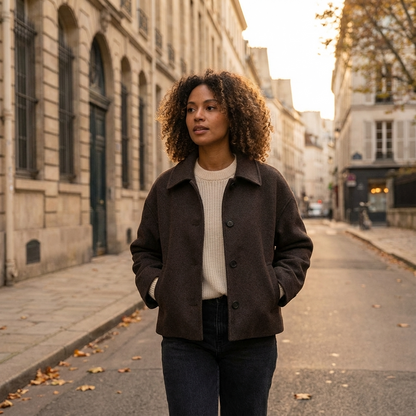 Marina Women’s Short Coat | Button-Front, Structured Silhouette