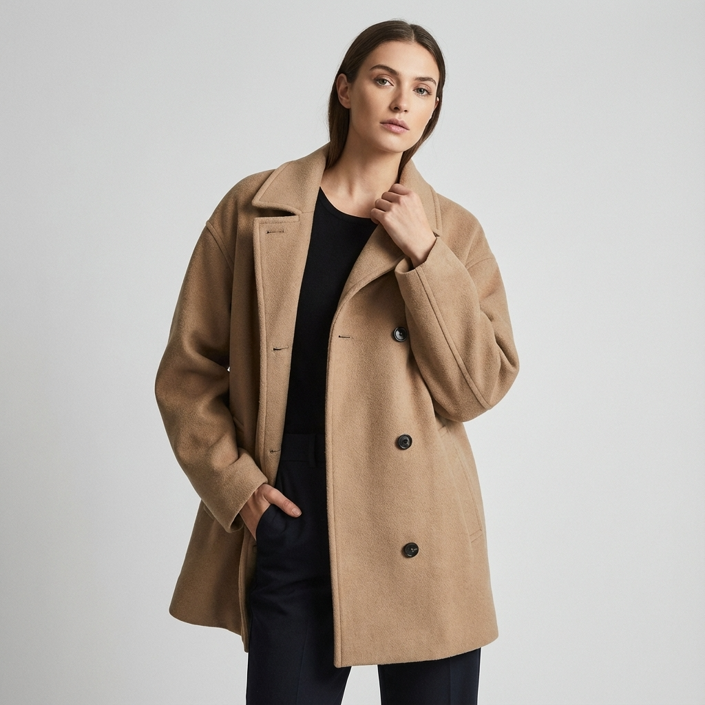 Onyx Elowen Women’s Collared Short Coat | Single-Breasted, Oversized Fit