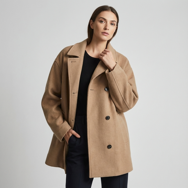 Onyx Elowen Women’s Collared Short Coat | Single-Breasted, Oversized Fit