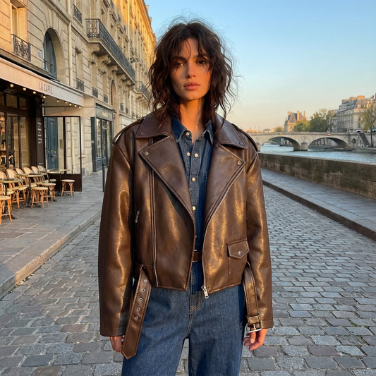 Sienna Women’s Cropped Peacoat Jacket | Double-Breasted Front, Boxy Silhouette