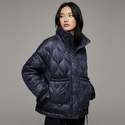 Veste matelassée à col montant pour femmes Aria | Fermeture éclair sur le devant, poches plaquées