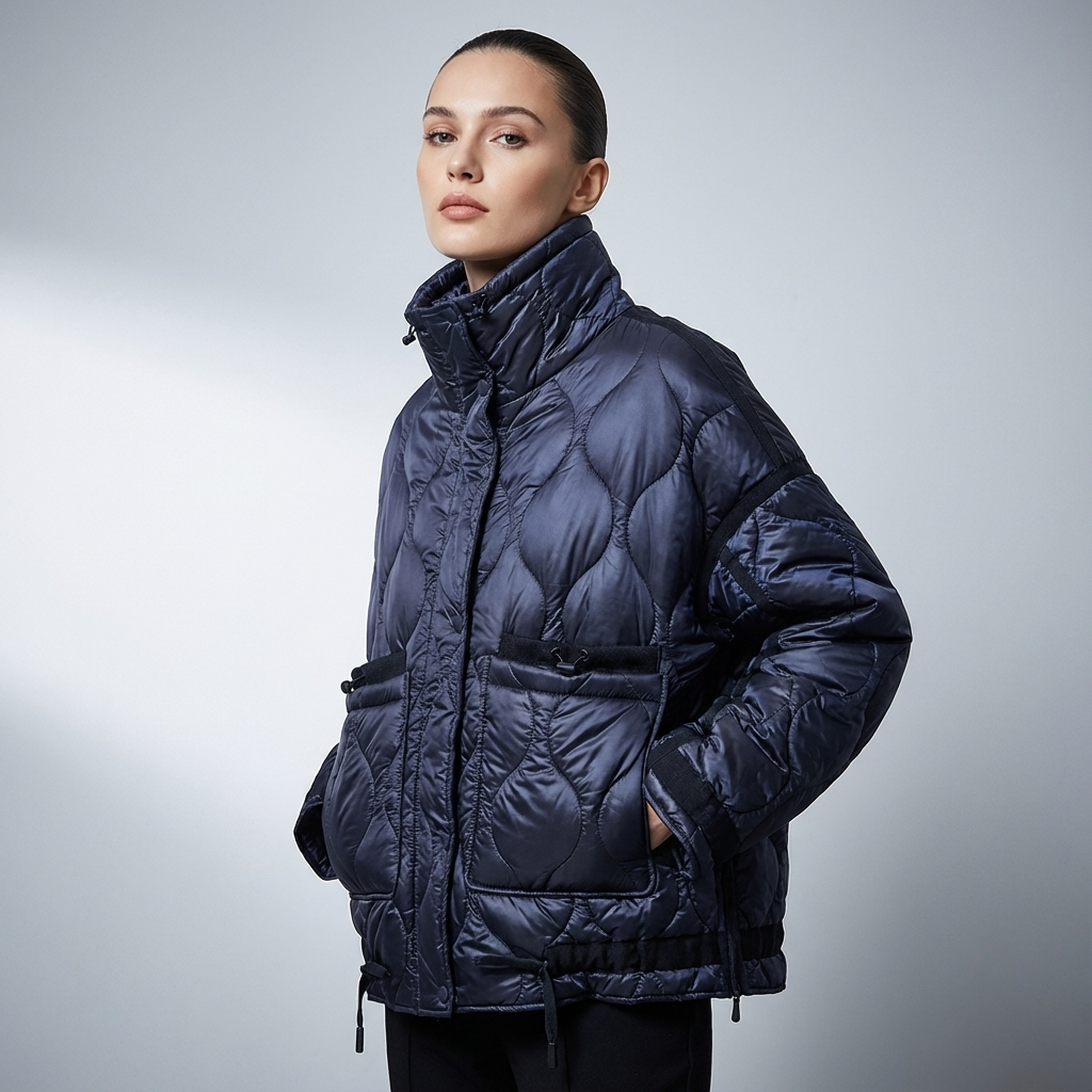 Veste matelassée à col montant pour femmes Aria | Fermeture éclair sur le devant, poches plaquées