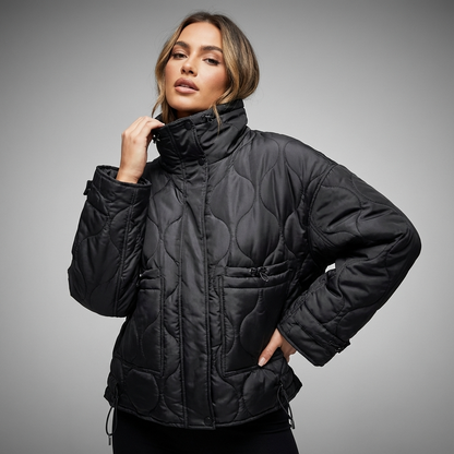 Veste matelassée à col montant pour femmes Aria | Fermeture éclair sur le devant, poches plaquées