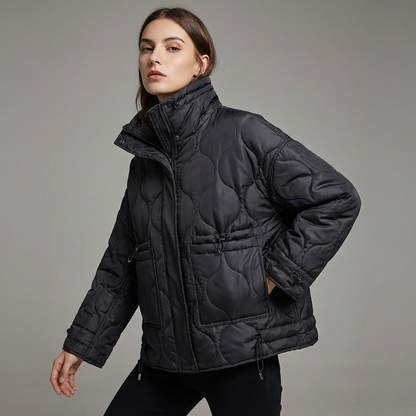 Veste matelassée à col montant pour femmes Aria | Fermeture éclair sur le devant, poches plaquées