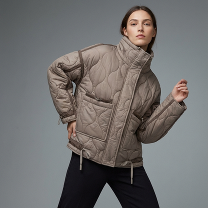 Veste matelassée à col montant pour femmes Aria | Fermeture éclair sur le devant, poches plaquées