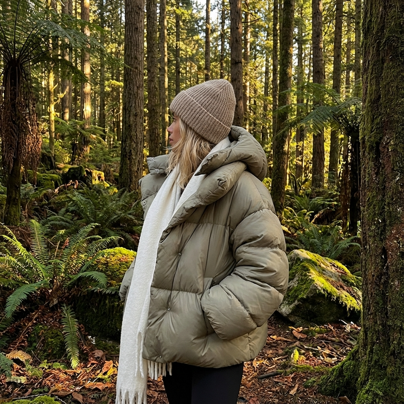 Fern Isolde Women’s Puffer Jacket | Cropped Length, High Neck Collar