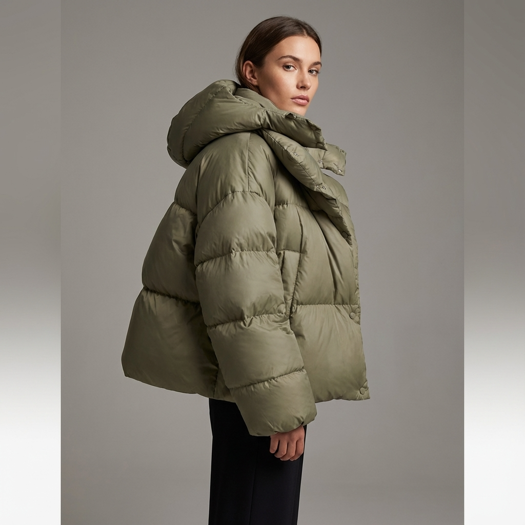 Fern Isolde Women’s Puffer Jacket | Cropped Length, High Neck Collar