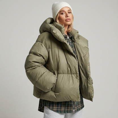 Fern Isolde Women’s Puffer Jacket | Cropped Length, High Neck Collar