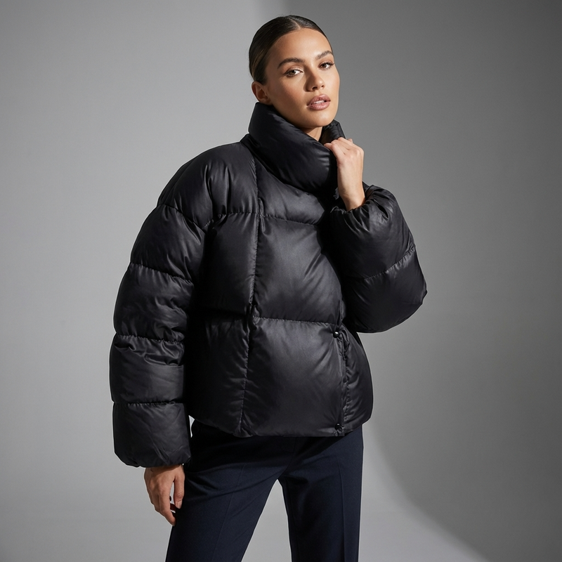 Fern Isolde Women’s Puffer Jacket | Cropped Length, High Neck Collar