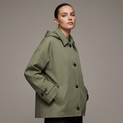 Pine Aurelia Women’s Hooded Jacket | Button Front, Relaxed Fit