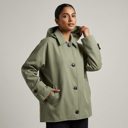 Pine Aurelia Women’s Hooded Jacket | Button Front, Relaxed Fit