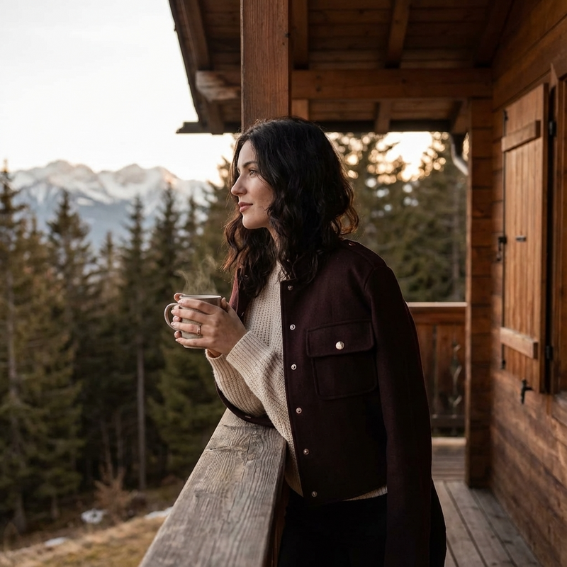 Chaqueta Cortada para Mujeres Seraphina | Frente con Botones, Bolsillos en el Pecho