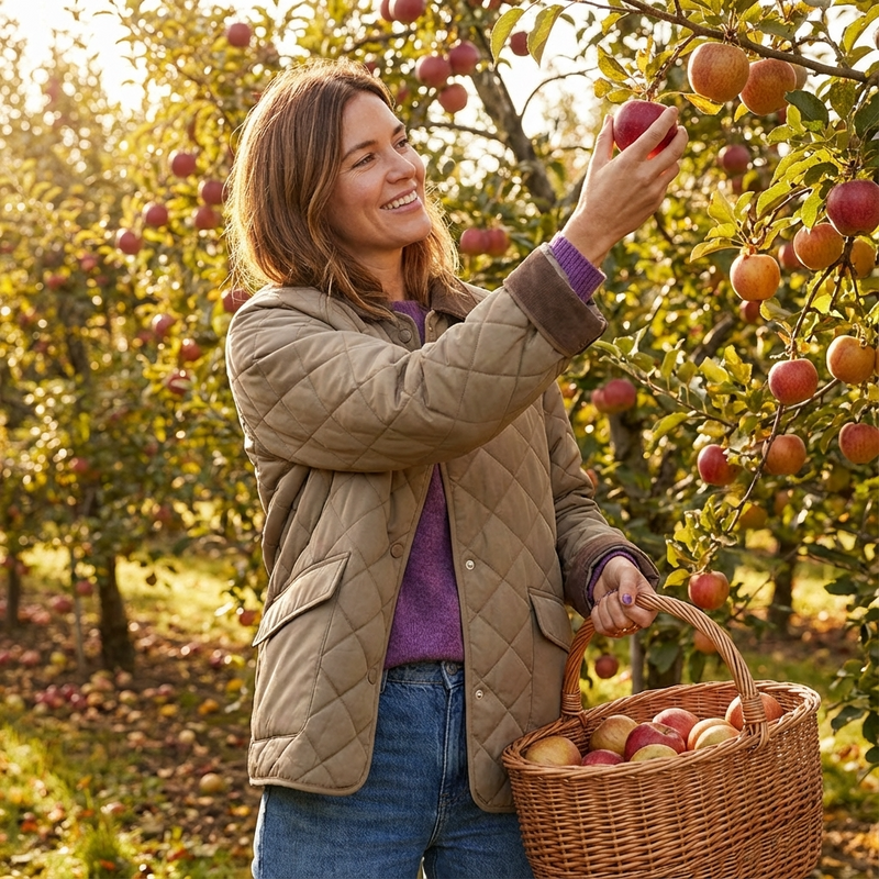 Avery Women’s Quilted Jacket | Diamond Stitching, Contrast Collar