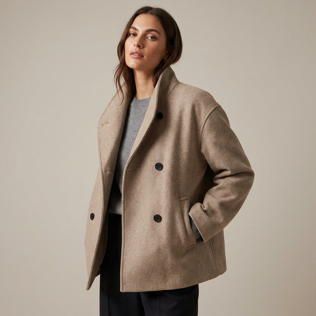 Liora Women’s Oversized Coat | Double-Breasted Front, Relaxed Silhouette