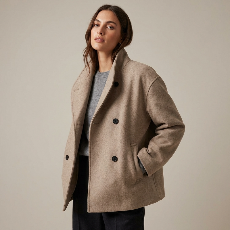 Liora Women’s Oversized Coat | Double-Breasted Front, Relaxed Silhouette