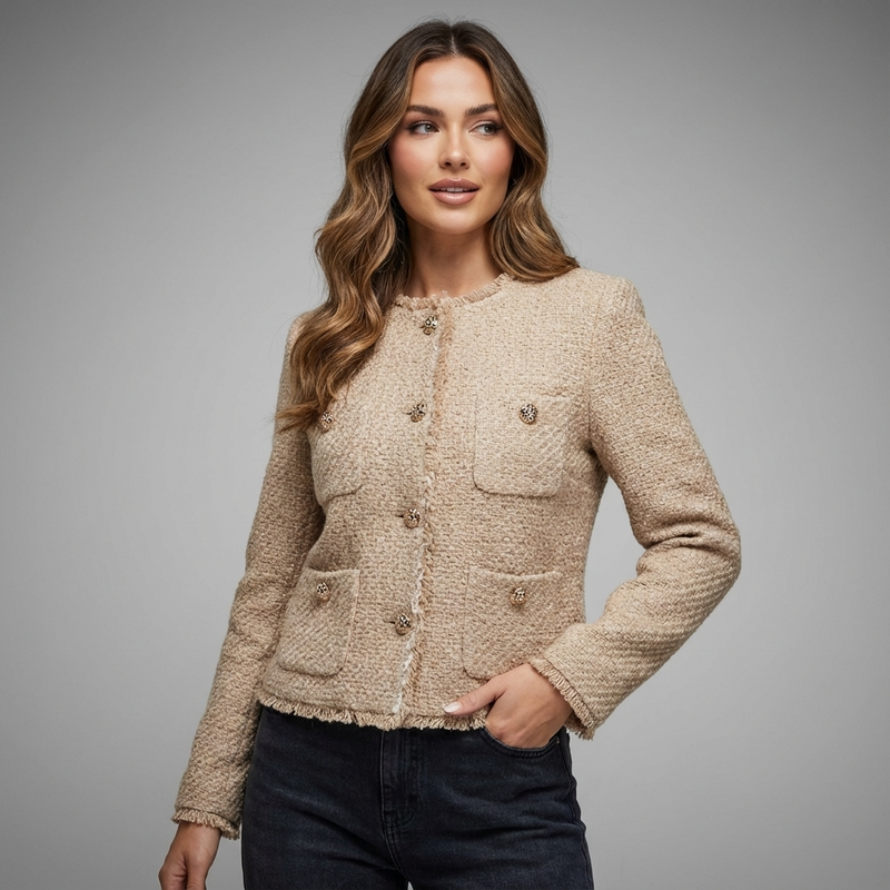 Isabella Women’s Vintage Jacket | Textured Finish, Button-Front Design