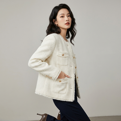 Isabella Women’s Vintage Jacket | Textured Finish, Button-Front Design