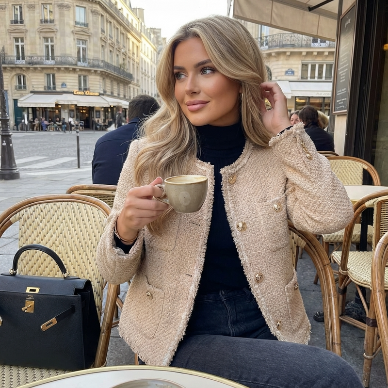 Isabella Women’s Vintage Jacket | Textured Finish, Button-Front Design