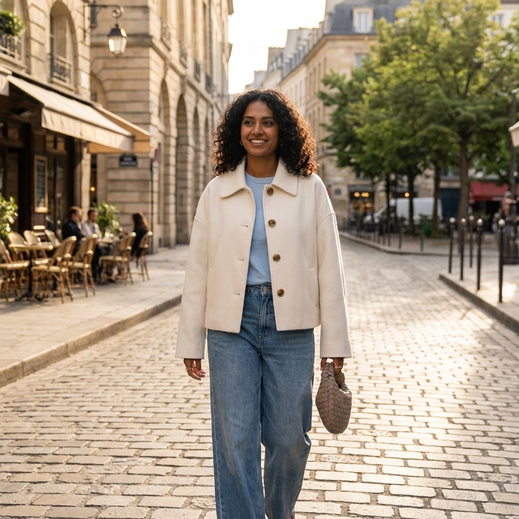Abrigo corto para mujer Clara | Con botones al frente, Corte relajado