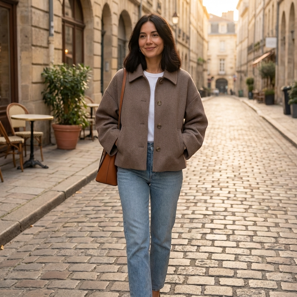 Abrigo corto para mujer Clara | Con botones al frente, Corte relajado