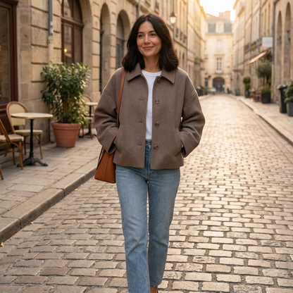 Abrigo corto para mujer Clara | Con botones al frente, Corte relajado