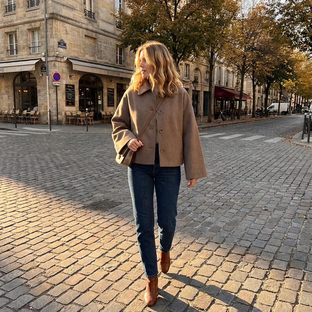 Abrigo corto para mujer Clara | Con botones al frente, Corte relajado