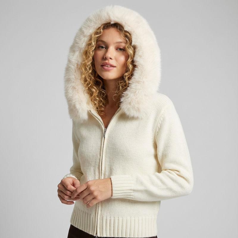 Pine Lyra Women’s Faux Fur Jacket | Oversized Hood, Plush Silhouette