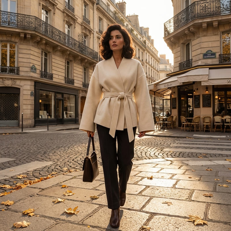 Heath Arden Women’s Wrap Jacket | V-Neck, Tie Waist