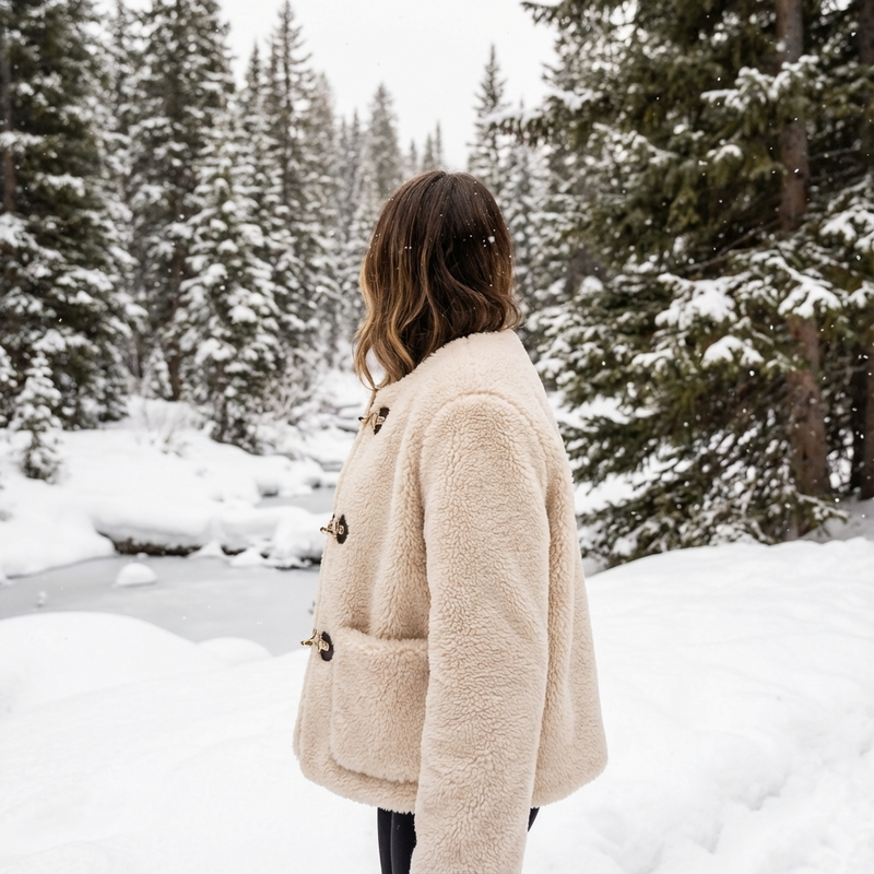 Juniper Aurelia Women’s Faux Fleece Jacket | Toggle Closure, Cropped Silhouette
