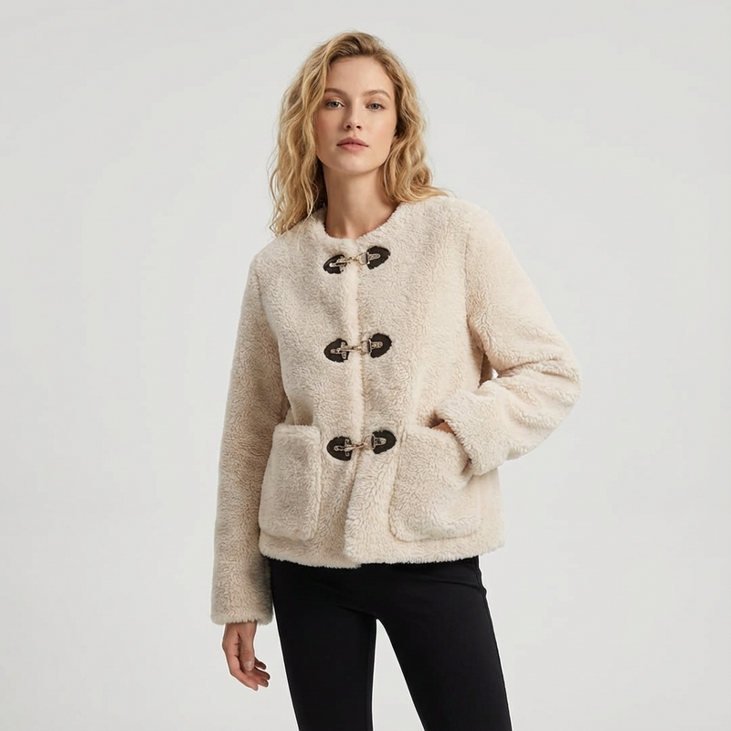Juniper Aurelia Women’s Faux Fleece Jacket | Toggle Closure, Cropped Silhouette
