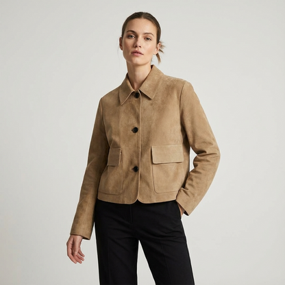 Mira Women’s Cropped Jacket | Button Front, Patch Pockets