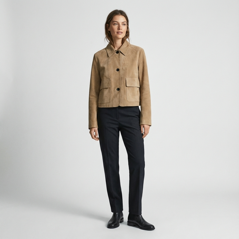 Mira Women’s Cropped Jacket | Button Front, Patch Pockets