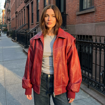 Pine Livia Women’s Bomber Jacket | Cropped Length, Zip-Front Design
