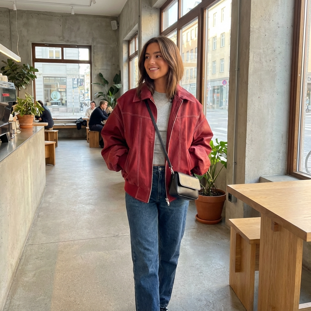 Pine Livia Women’s Bomber Jacket | Cropped Length, Zip-Front Design