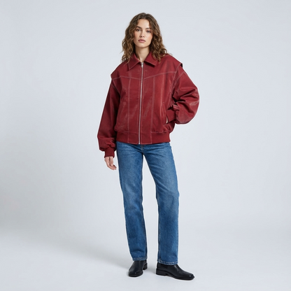 Pine Livia Women’s Bomber Jacket | Cropped Length, Zip-Front Design
