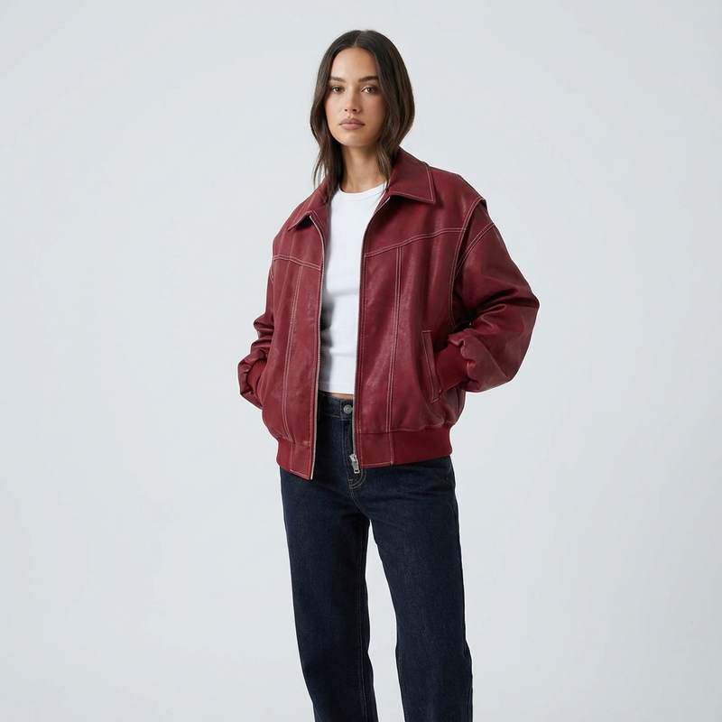 Pine Livia Women’s Bomber Jacket | Cropped Length, Zip-Front Design