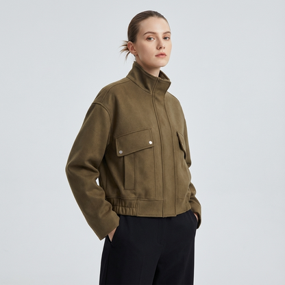 Willow Laura Women’s Bomber Jacket | Zip Front, Stand Collar