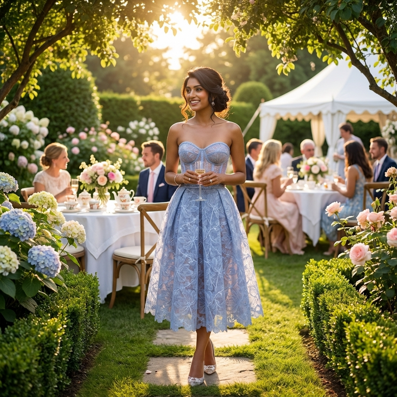 Seraphina Women’s Strapless Lace Midi Dress | Sweetheart Neckline, Flared Skirt