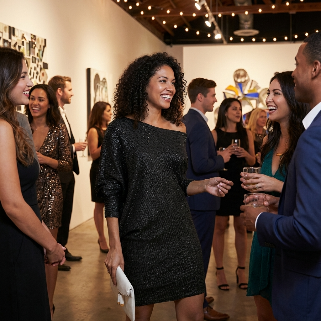 Elowyn Women’s Sequin Mini Dress | One-Shoulder Neckline, Bodycon Fit